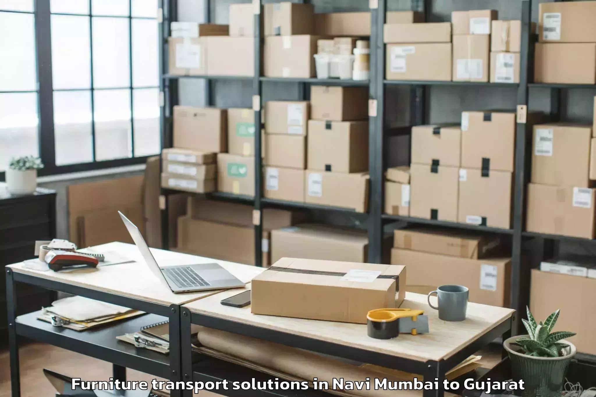 Book Navi Mumbai to Jhagadia Furniture Transport Solutions Online